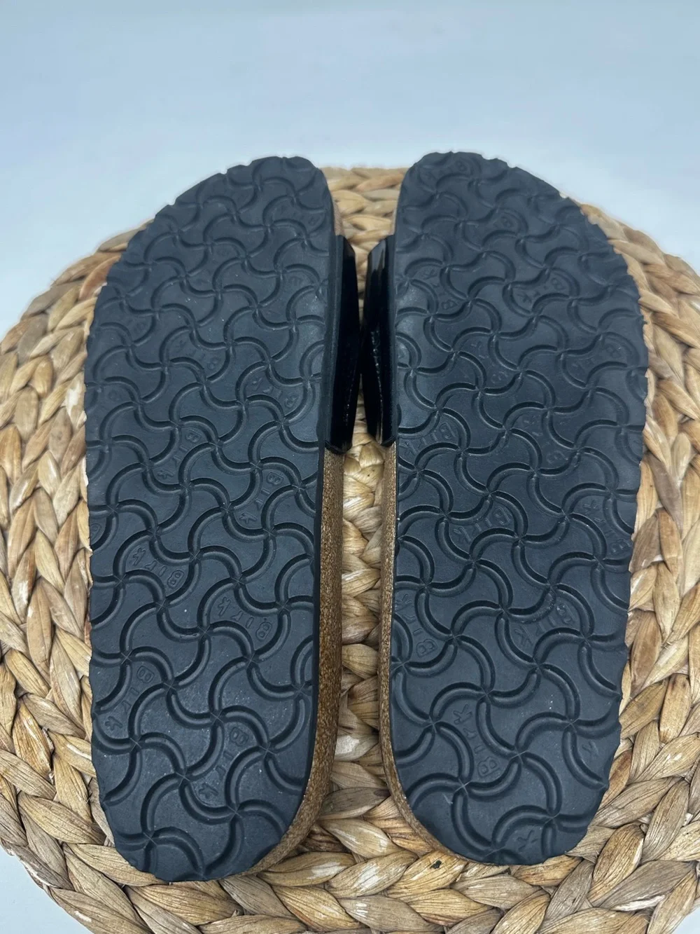 Birkenstock Ibiza Birko-Flor‎ Slide Sandals Black Patent Size 9 Narrow Women's